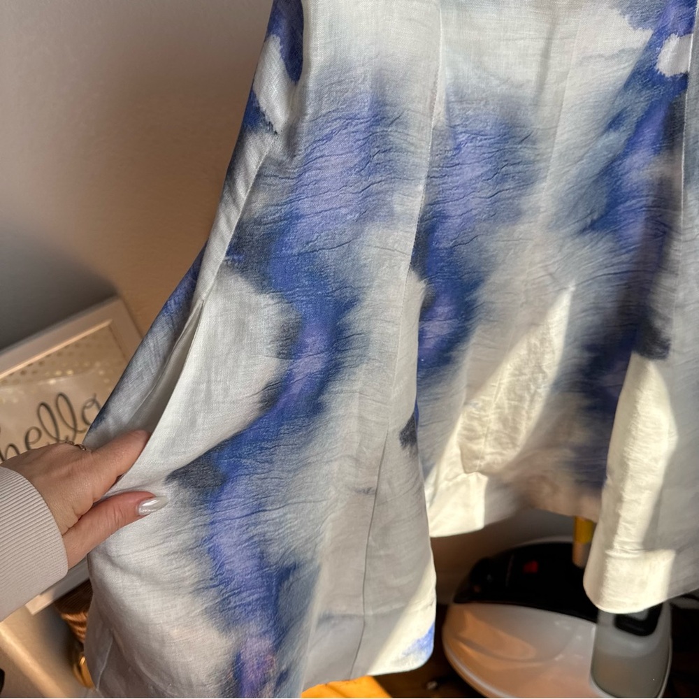 NWT Muse by Marchesa Chloe Dye Print A-Line Linen Dress Sz 12 - Picture 7 of 11